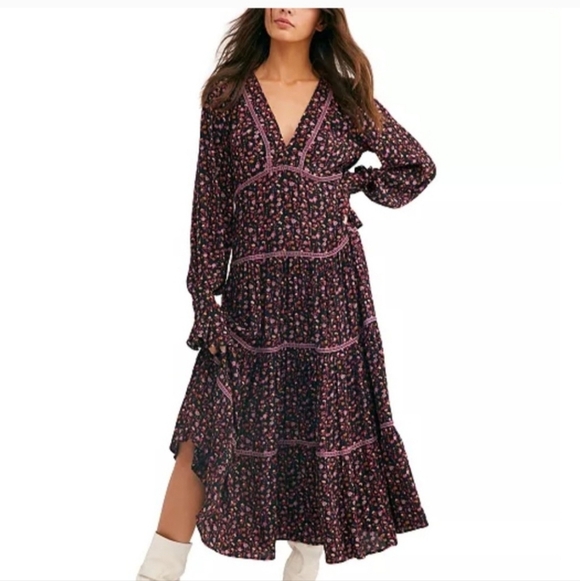 Free People Take A Little Time Floral Long Sleeve Maxi Dress